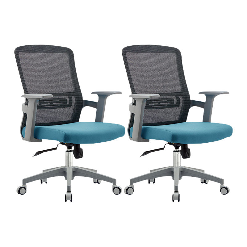 Modern Fixed Arms Desk Chair Mid Back Lumbar Support Desk Chair