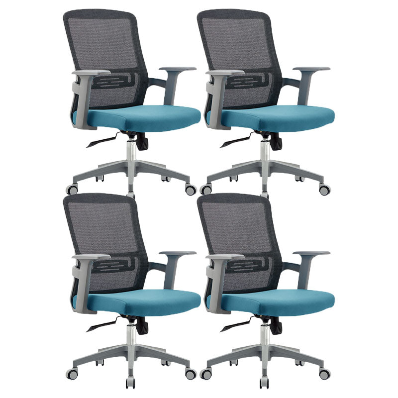 Modern Fixed Arms Desk Chair Mid Back Lumbar Support Desk Chair