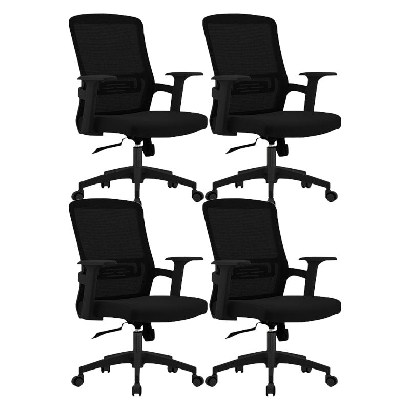 Modern Fixed Arms Desk Chair Mid Back Lumbar Support Desk Chair