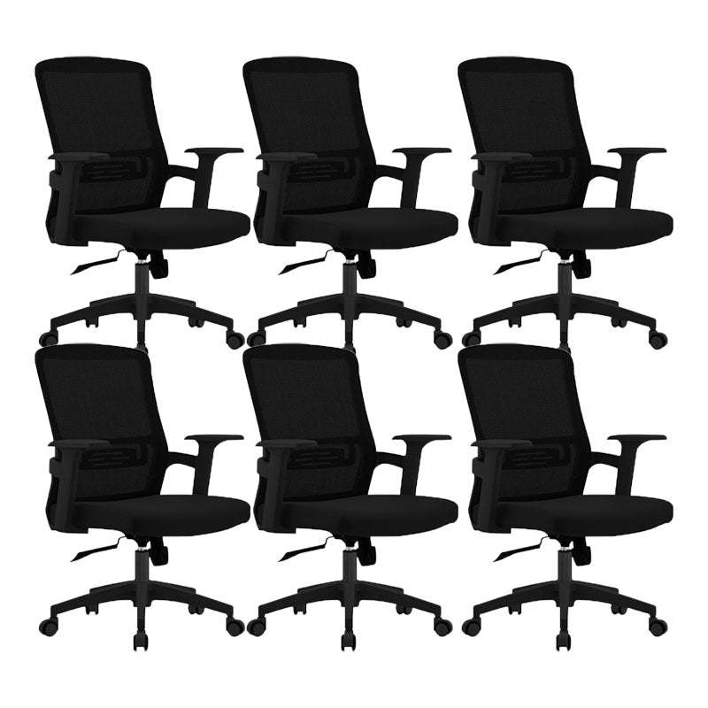 Modern Fixed Arms Desk Chair Mid Back Lumbar Support Desk Chair