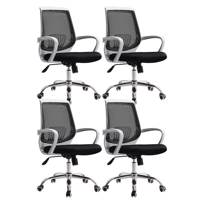 Modern Fixed Arms Office Chair Mid Back Swivel Lumbar Support Desk Chair