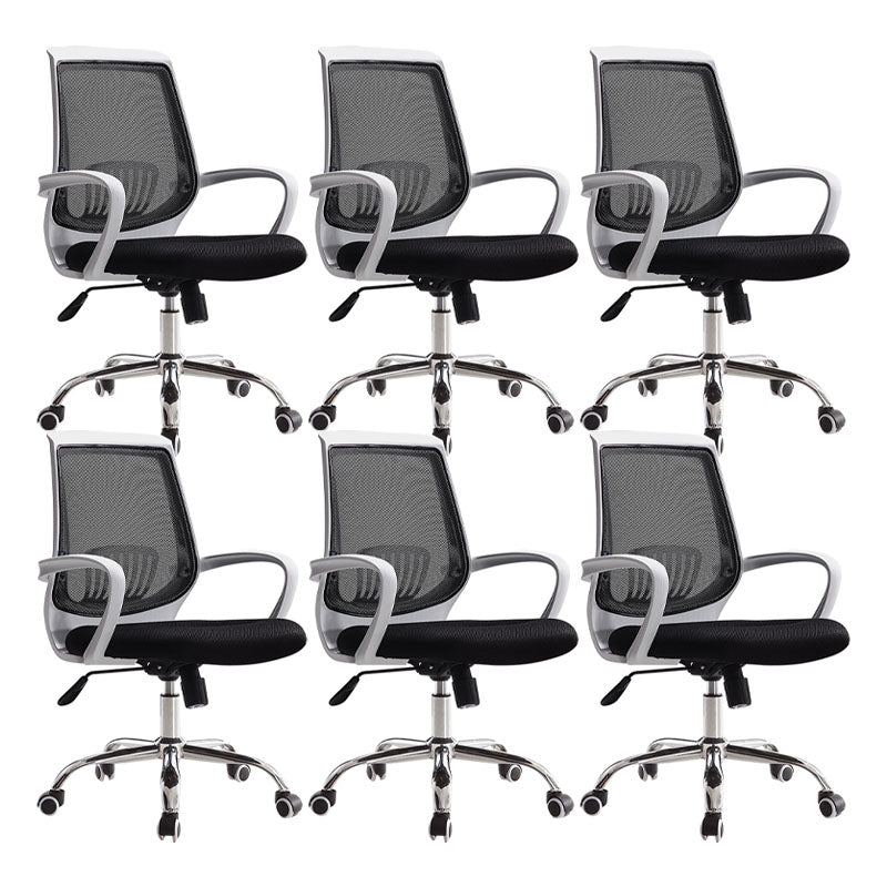 Modern Fixed Arms Office Chair Mid Back Swivel Lumbar Support Desk Chair