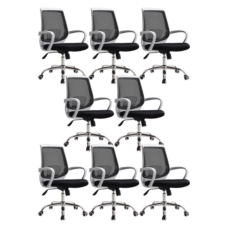 Modern Fixed Arms Office Chair Mid Back Swivel Lumbar Support Desk Chair