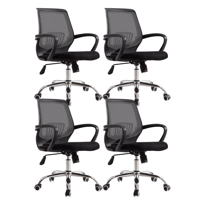 Modern Fixed Arms Office Chair Mid Back Swivel Lumbar Support Desk Chair