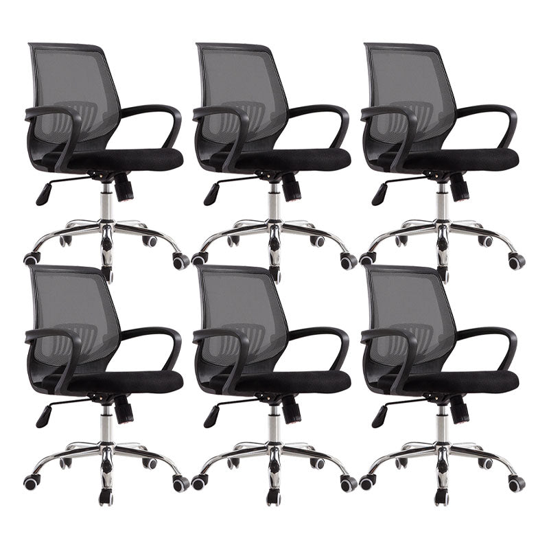 Modern Fixed Arms Office Chair Mid Back Swivel Lumbar Support Desk Chair