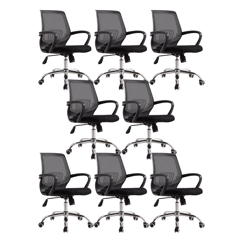 Modern Fixed Arms Office Chair Mid Back Swivel Lumbar Support Desk Chair