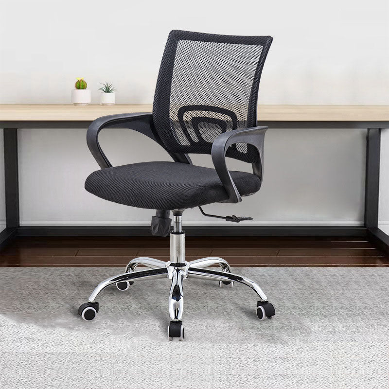 Fixed Arms Desk Chair Mid Back Swivel with Wheels Ergonomic Office Chair