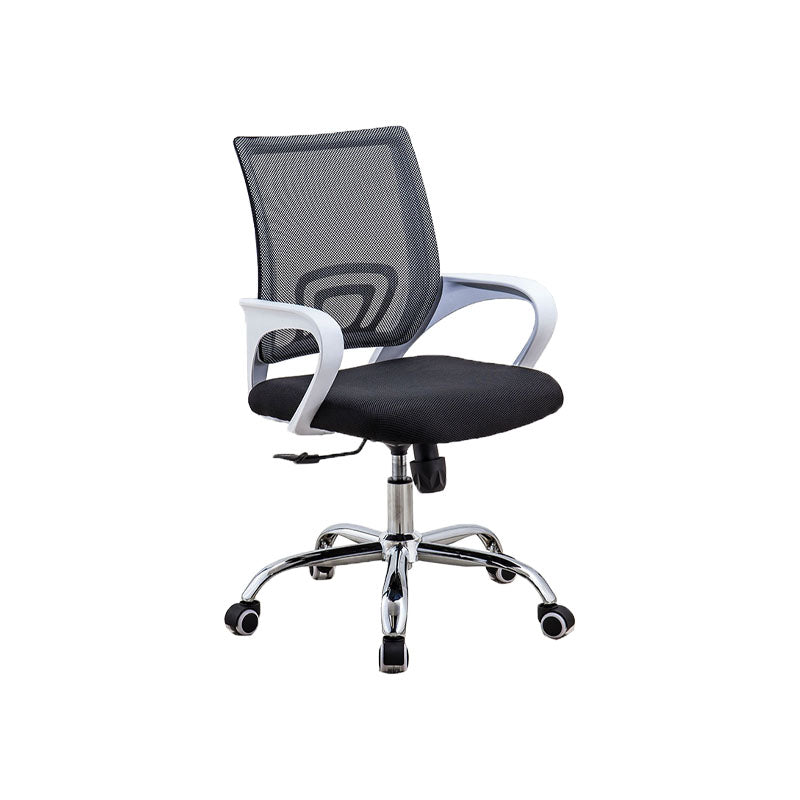 Fixed Arms Desk Chair Mid Back Swivel with Wheels Ergonomic Office Chair