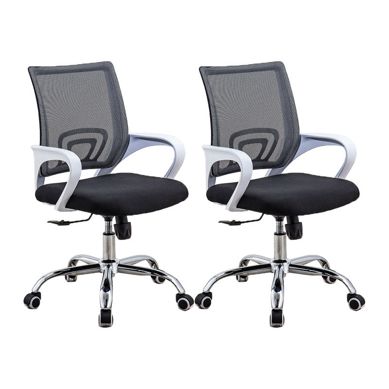 Fixed Arms Desk Chair Mid Back Swivel with Wheels Ergonomic Office Chair