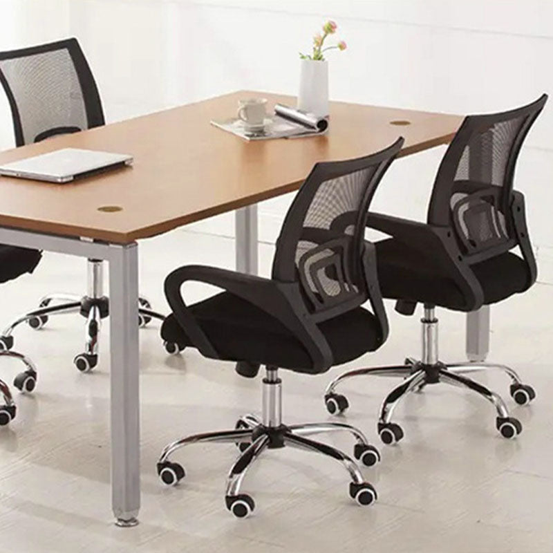 Fixed Arms Desk Chair Mid Back Swivel with Wheels Ergonomic Office Chair