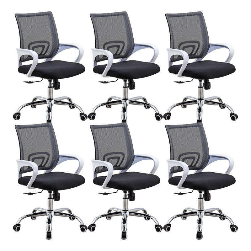 Fixed Arms Desk Chair Mid Back Swivel with Wheels Ergonomic Office Chair