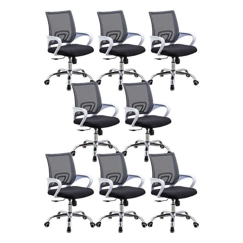 Fixed Arms Desk Chair Mid Back Swivel with Wheels Ergonomic Office Chair