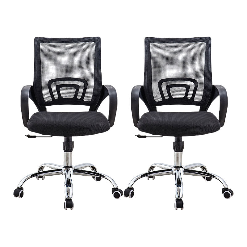 Fixed Arms Desk Chair Mid Back Swivel with Wheels Ergonomic Office Chair