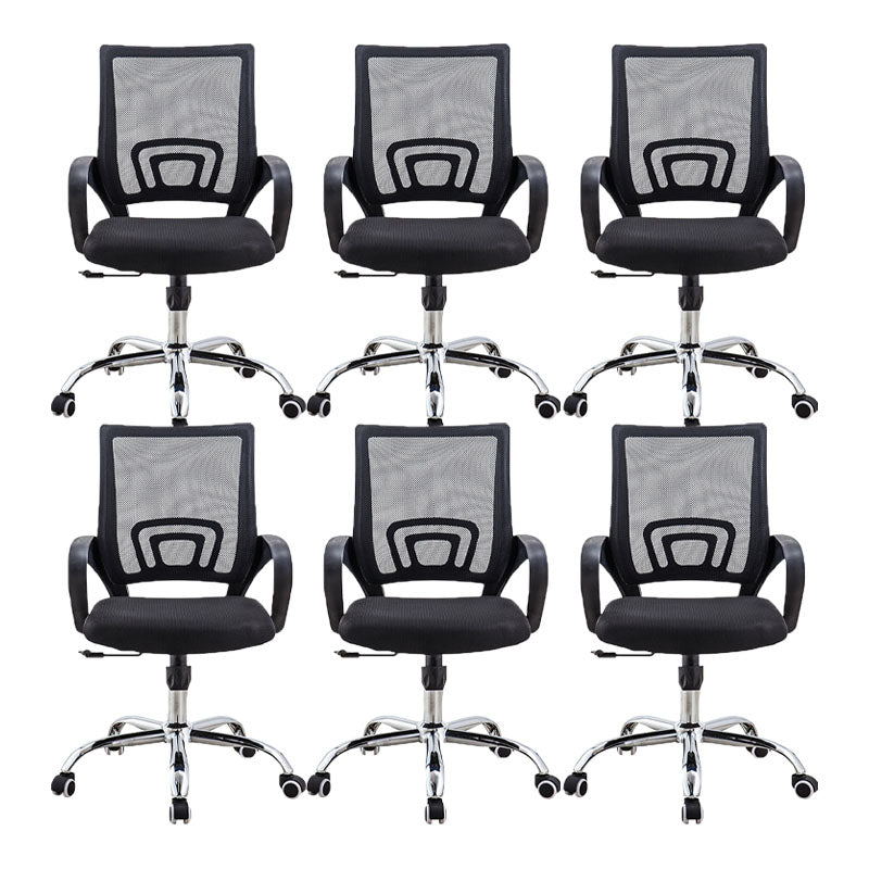 Fixed Arms Desk Chair Mid Back Swivel with Wheels Ergonomic Office Chair