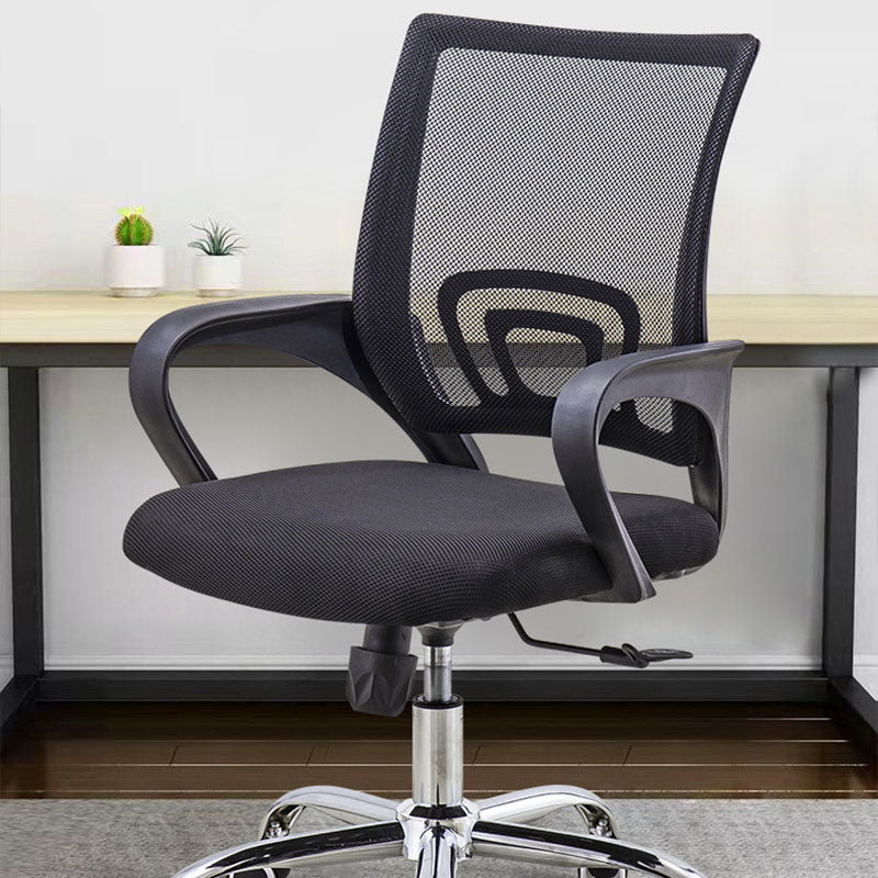 Fixed Arms Desk Chair Mid Back Swivel with Wheels Ergonomic Office Chair