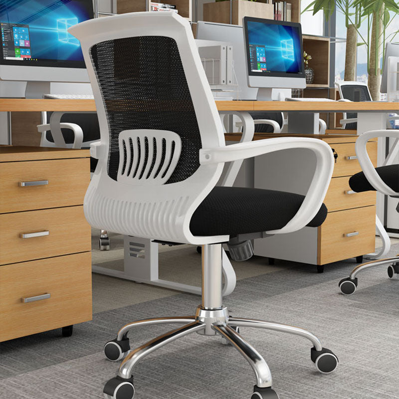 Steel Base Mesh Office Chair Mid Back Desk Chair with Wheels