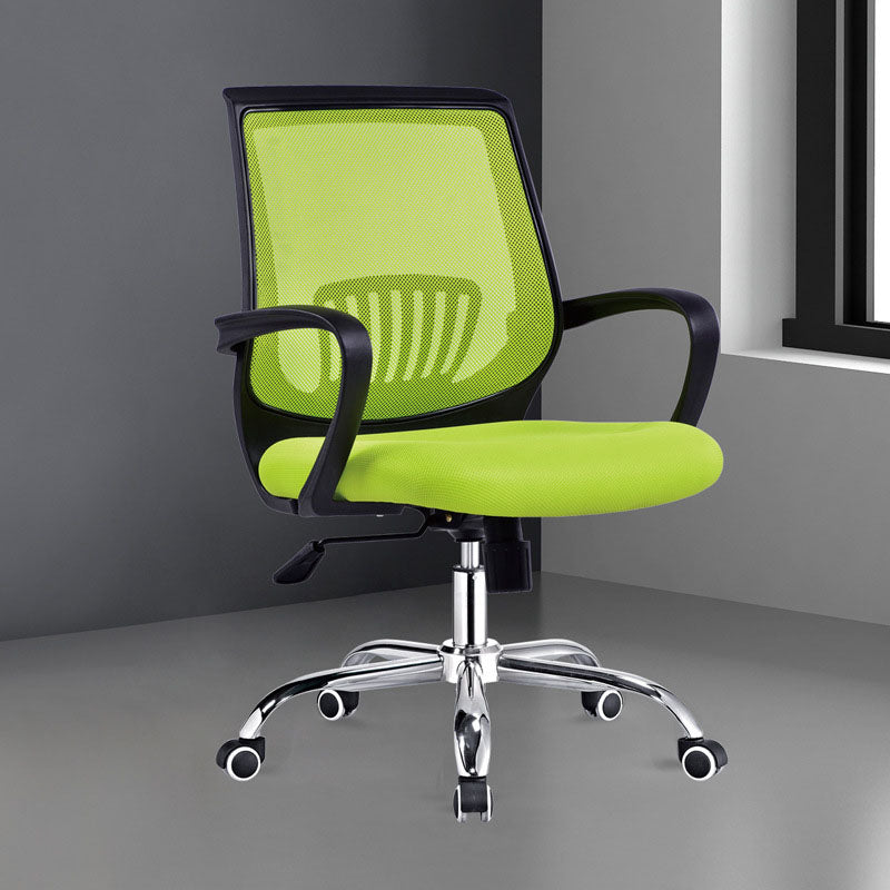 Steel Base Mesh Office Chair Mid Back Desk Chair with Wheels