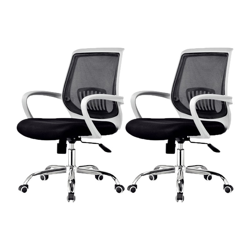 Steel Base Mesh Office Chair Mid Back Desk Chair with Wheels