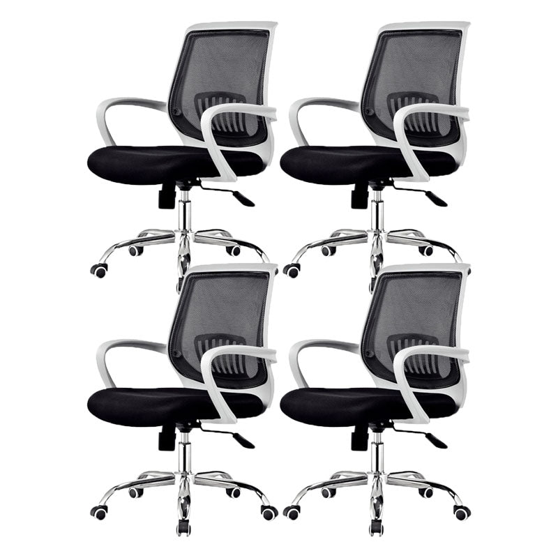 Steel Base Mesh Office Chair Mid Back Desk Chair with Wheels