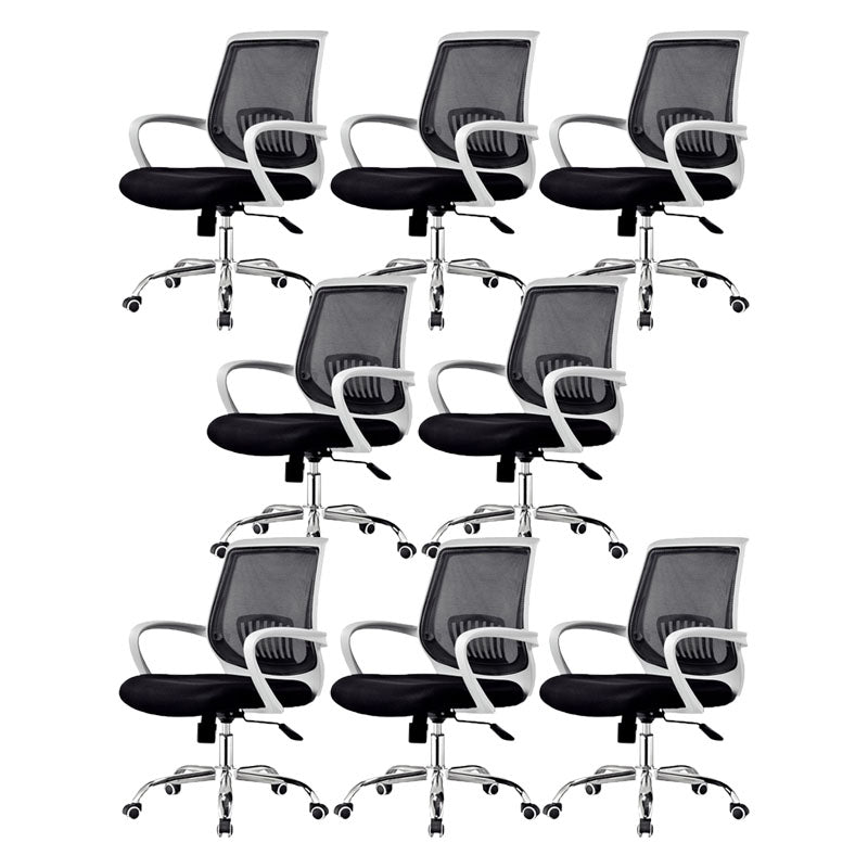 Steel Base Mesh Office Chair Mid Back Desk Chair with Wheels