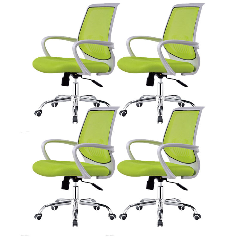 Steel Base Mesh Office Chair Mid Back Desk Chair with Wheels