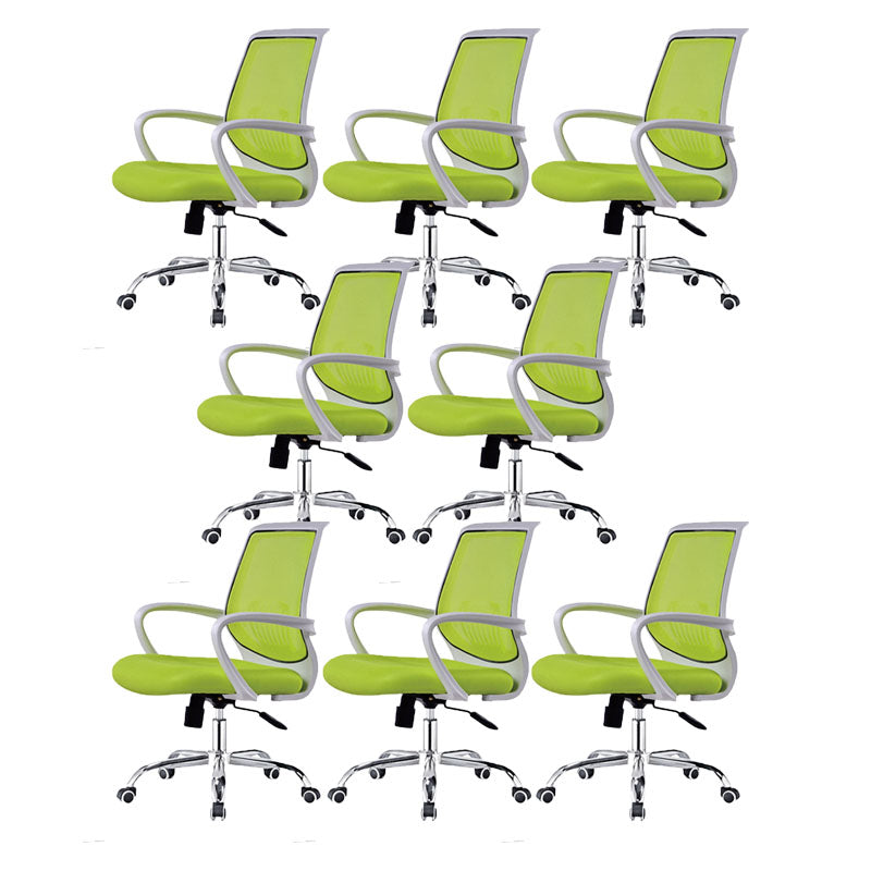 Steel Base Mesh Office Chair Mid Back Desk Chair with Wheels