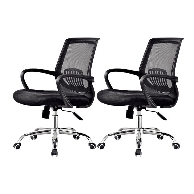 Steel Base Mesh Office Chair Mid Back Desk Chair with Wheels