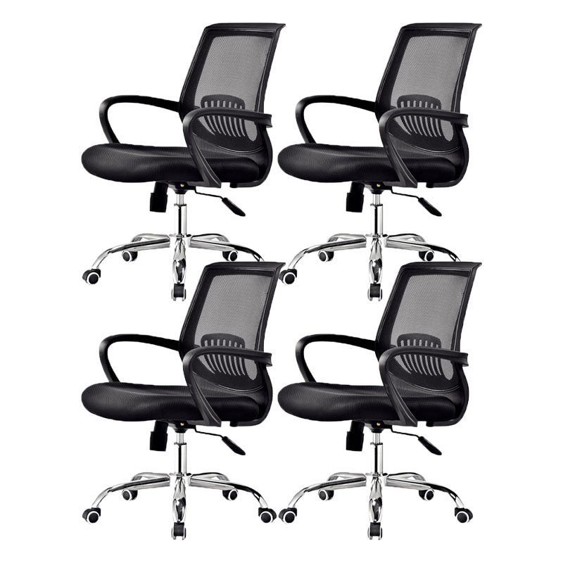 Steel Base Mesh Office Chair Mid Back Desk Chair with Wheels