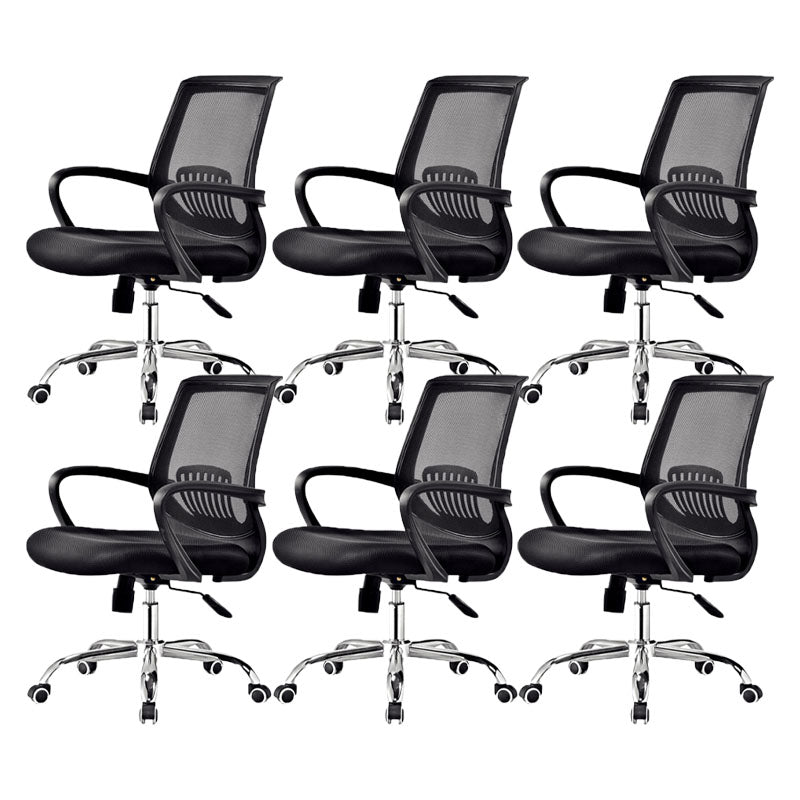 Steel Base Mesh Office Chair Mid Back Desk Chair with Wheels