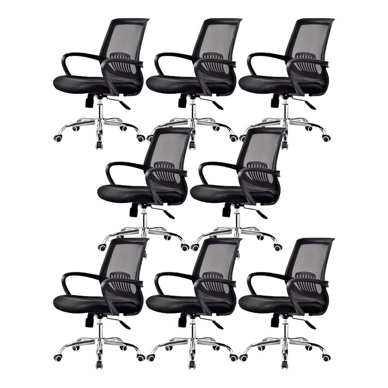 Steel Base Mesh Office Chair Mid Back Desk Chair with Wheels