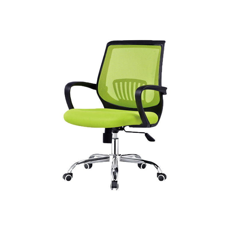 Steel Base Mesh Office Chair Mid Back Desk Chair with Wheels