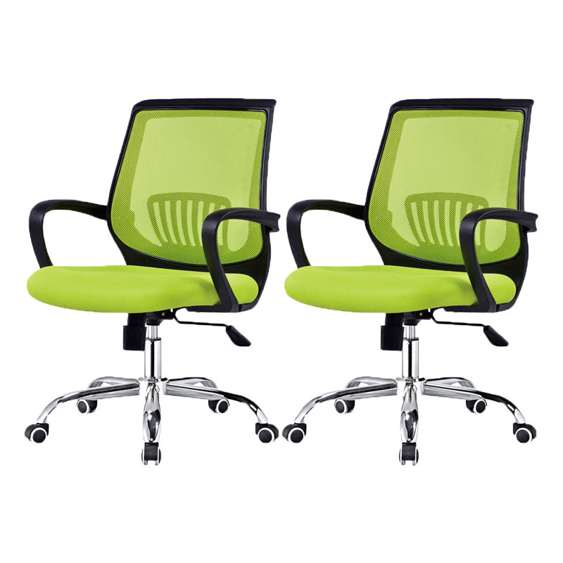 Steel Base Mesh Office Chair Mid Back Desk Chair with Wheels