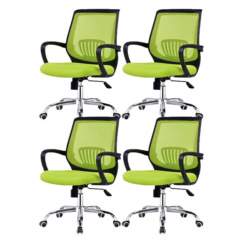 Steel Base Mesh Office Chair Mid Back Desk Chair with Wheels