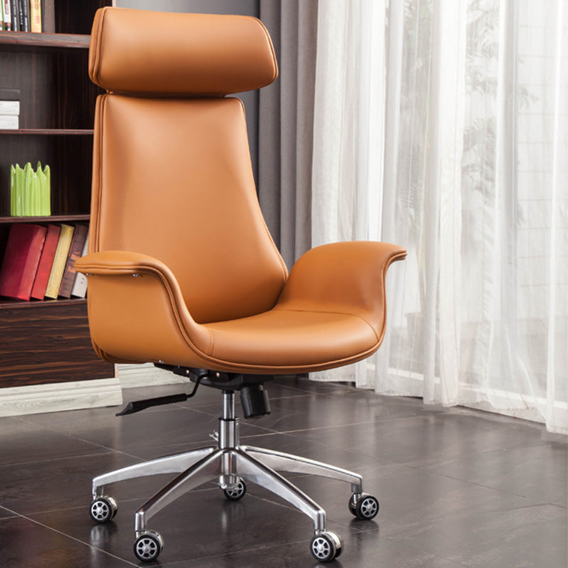 Metal Base Leather Office Chair Mid / High Back Desk Chair with Wheels