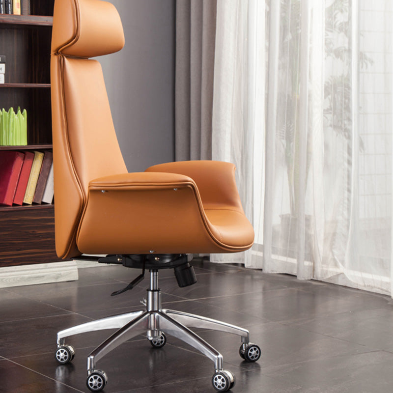 Metal Base Leather Office Chair Mid / High Back Desk Chair with Wheels