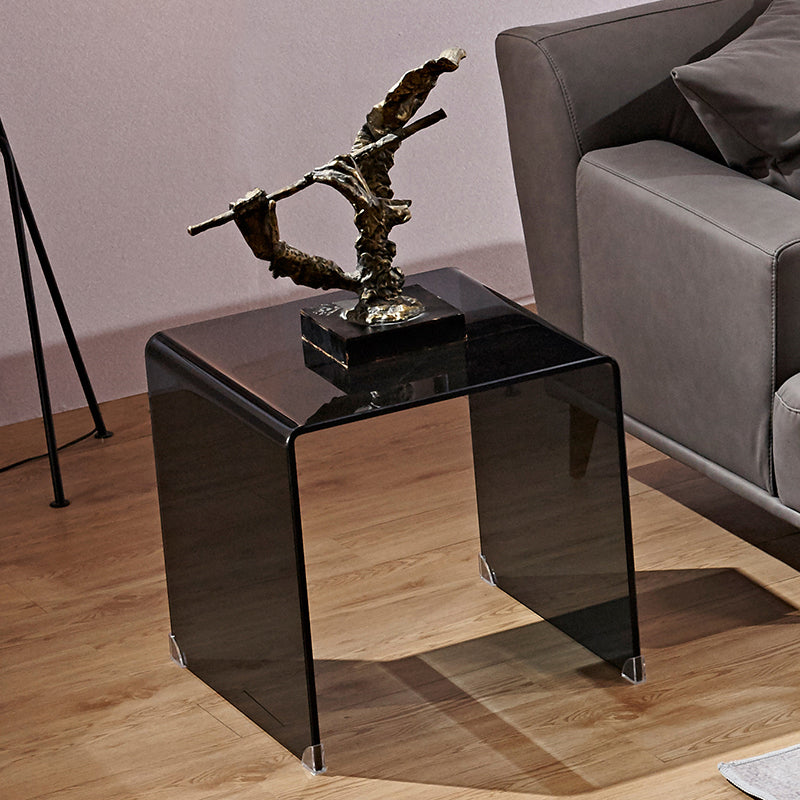 Black/Clear Nightstand End Table, Glass Modernism Nightstand Table