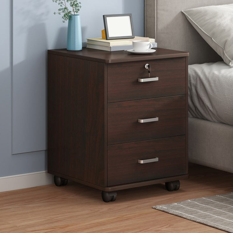 Modern Imitation Wood Bed Cabinet Drawer Lock Included Nightstand with Wheel