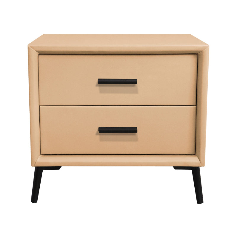 Solid Wood Frame Bedside Table 20" H 2-Drawer Nightstand with 4 Legs