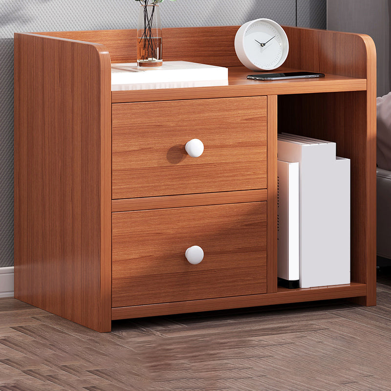 Modern Open Storage Nightstand 16 Inch H Imitation Wood Drawer Storage Night Table