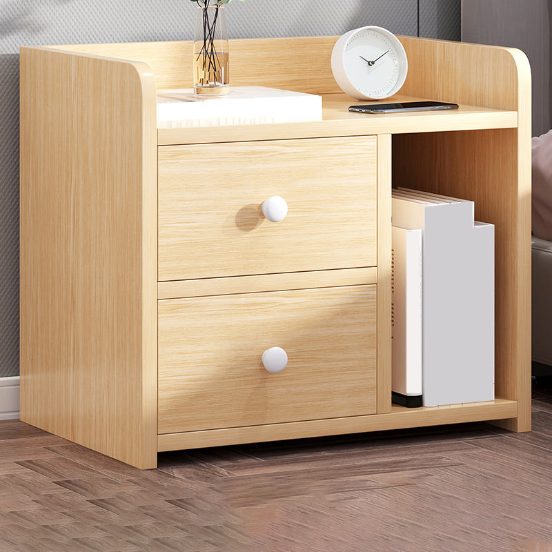 Modern Open Storage Nightstand 16 Inch H Imitation Wood Drawer Storage Night Table