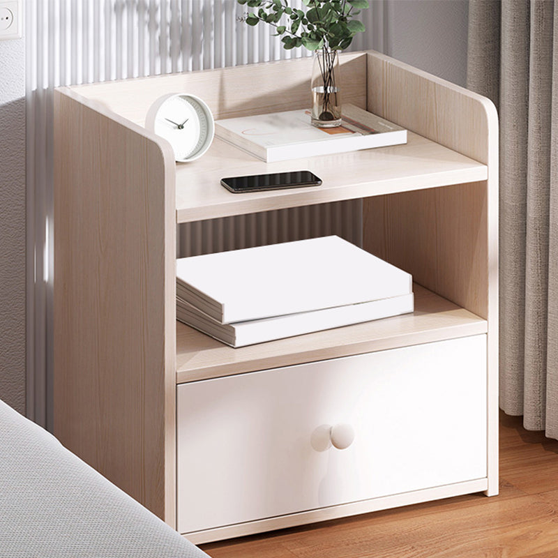 Modern Open Storage Nightstand 16 Inch H Imitation Wood Drawer Storage Night Table