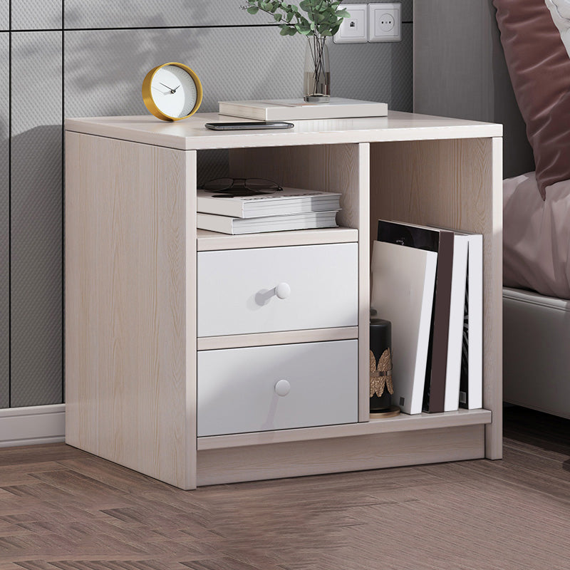 Modern Open Storage Nightstand 16 Inch H Imitation Wood Drawer Storage Night Table