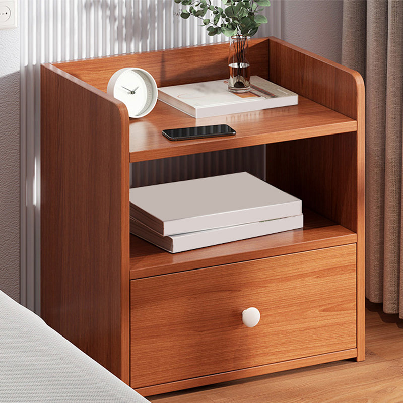 Modern Open Storage Nightstand 16 Inch H Imitation Wood Drawer Storage Night Table