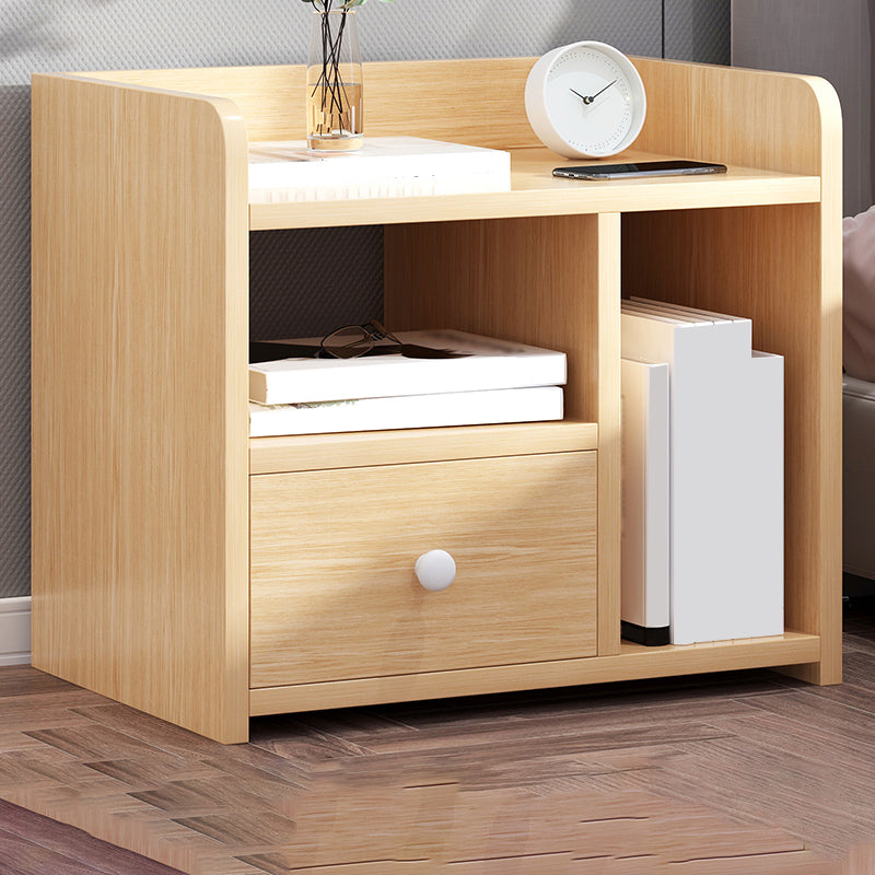 Modern Open Storage Nightstand 16 Inch H Imitation Wood Drawer Storage Night Table