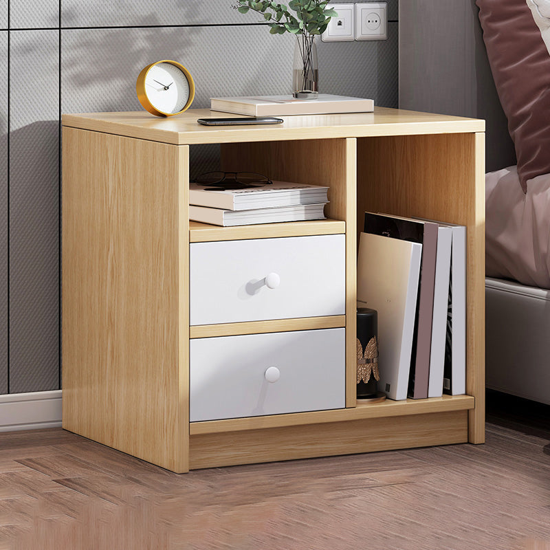 Modern Open Storage Nightstand 16 Inch H Imitation Wood Drawer Storage Night Table