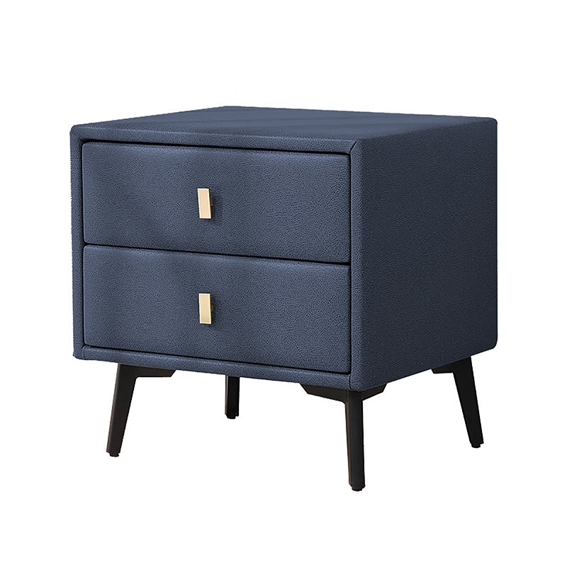 Faux Leather Night Table Modern 20 Inch H 2-Drawer Storage Legs Included Nightstand