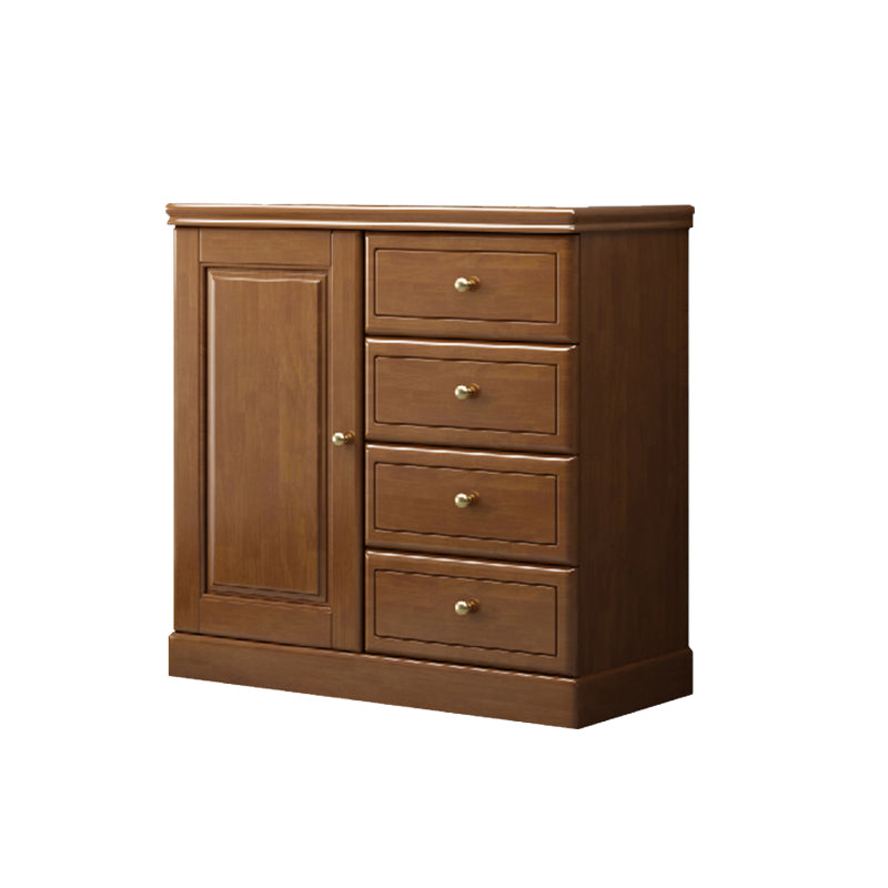 16" W Modern Rubber Wood Combo Dresser Vertical Storage Chest with Drawers and Door