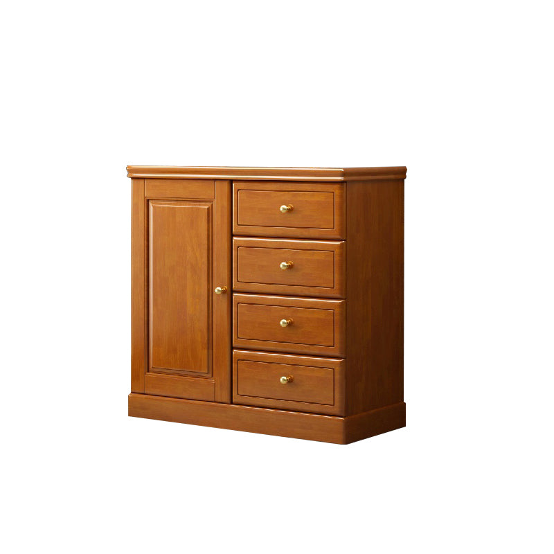 16" W Modern Rubber Wood Combo Dresser Vertical Storage Chest with Drawers and Door