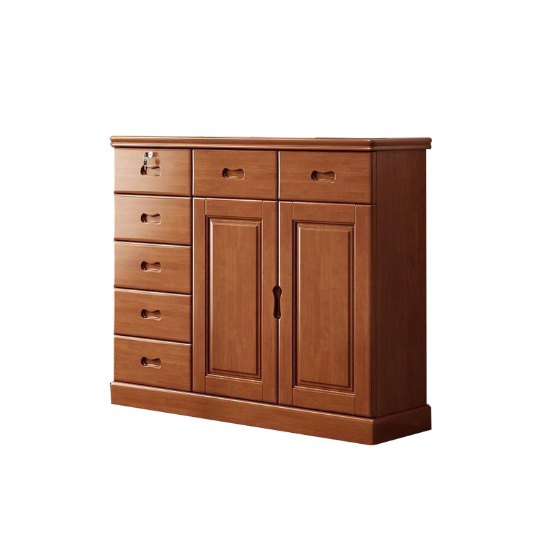 16" W Modern Rubber Wood Combo Dresser Vertical Storage Chest with Drawers and Door