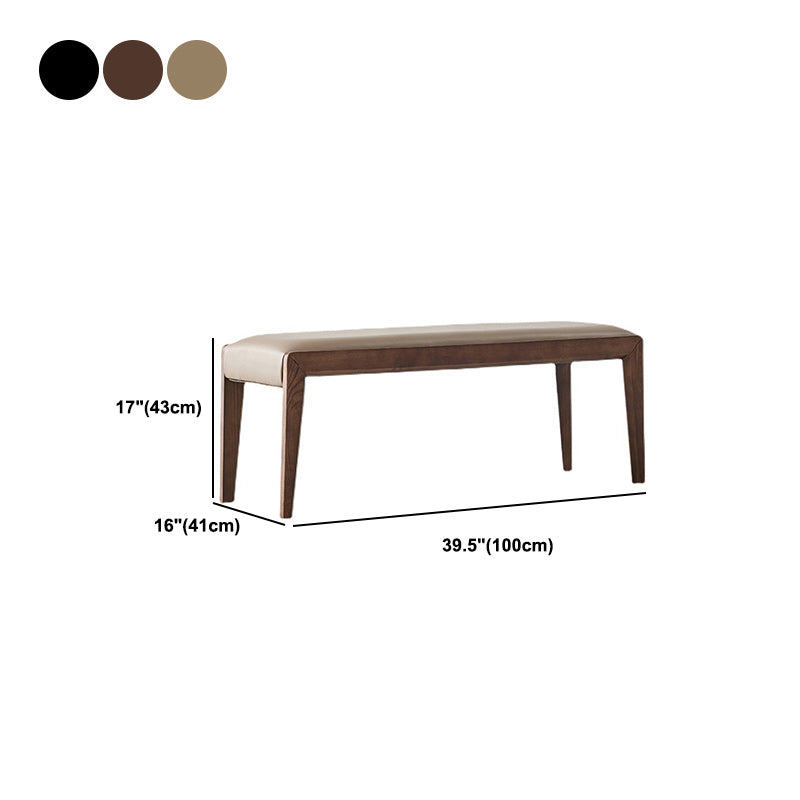 16" W Modern Seating Bench Cushioned Solid Wood Ottoman Bench